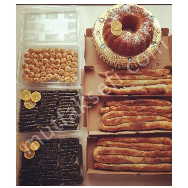 Sade kek,el açması börek,kurabiye,sarma